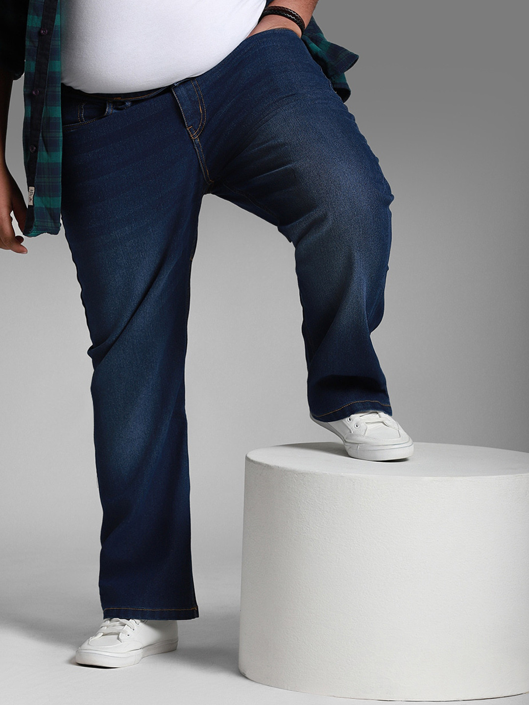 

Freeform by High Star Men Plus Size Light Fade Stretchable Jeans, Navy blue