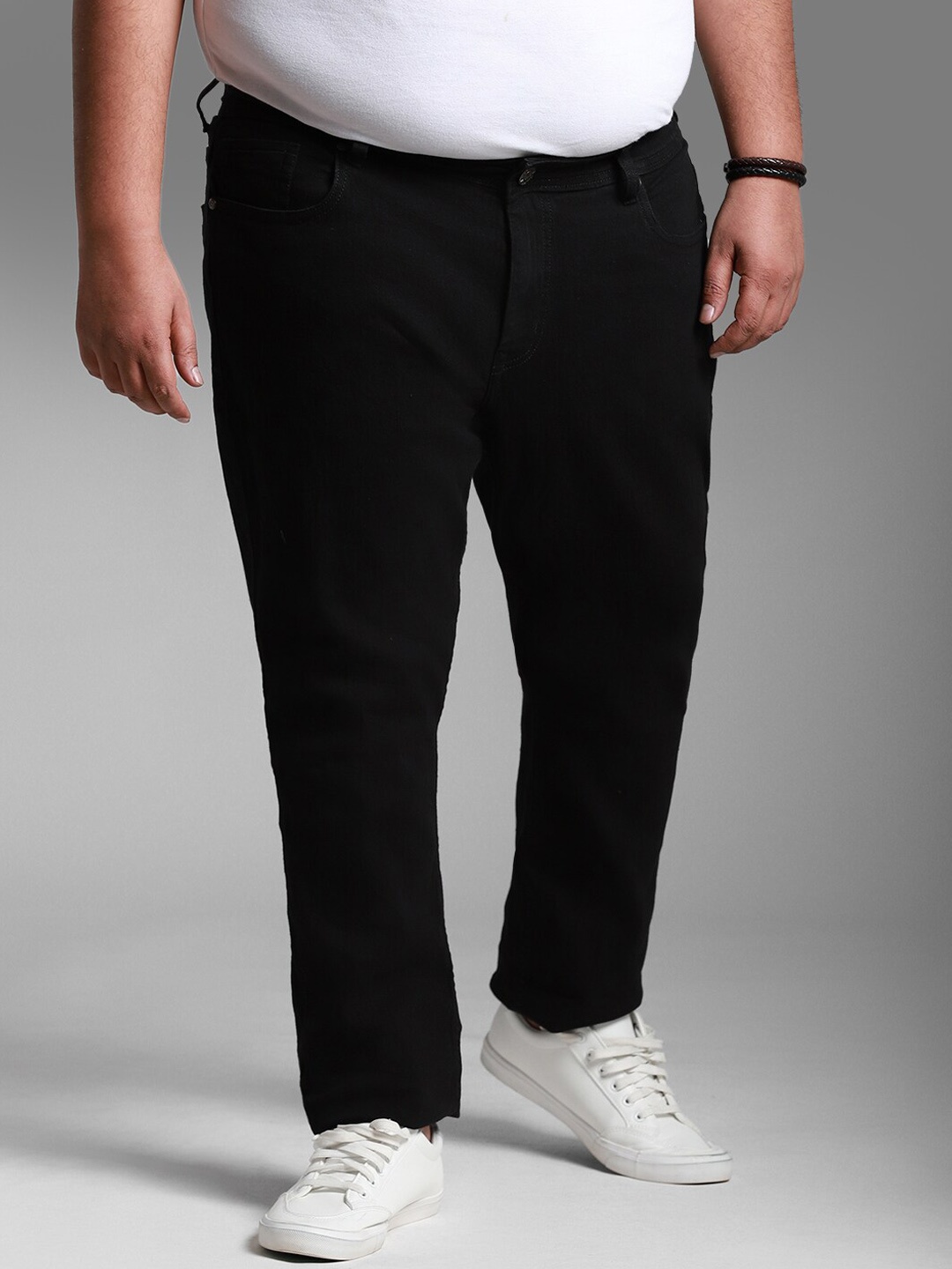 

Freeform by High Star Plus Size Men Slim Fit Clean Look Stretchable Jeans, Black