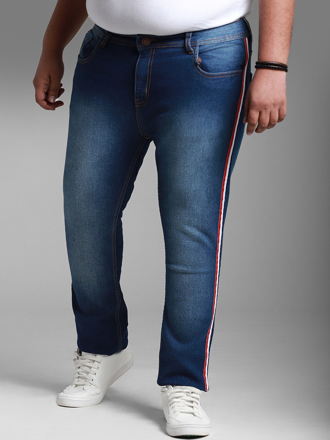 

Freeform by High Star Men Plus Size Light Fade Slim Fit Stretchable Jeans, Navy blue