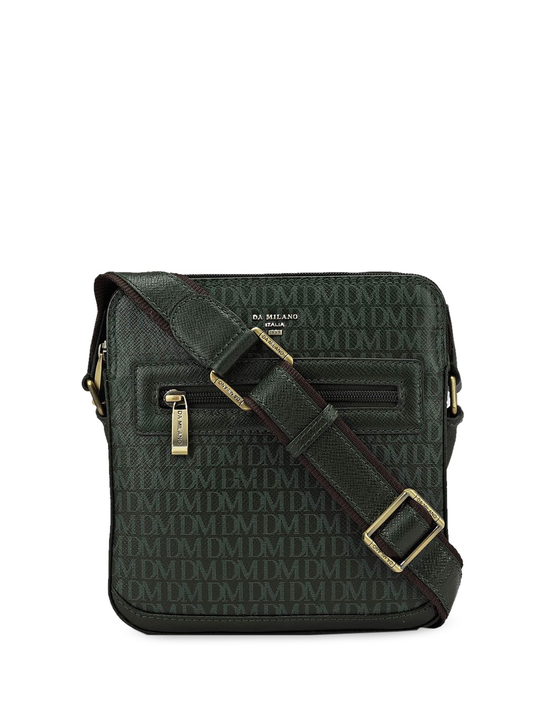 

Da Milano Textured Leather Structured Sling Bag, Green