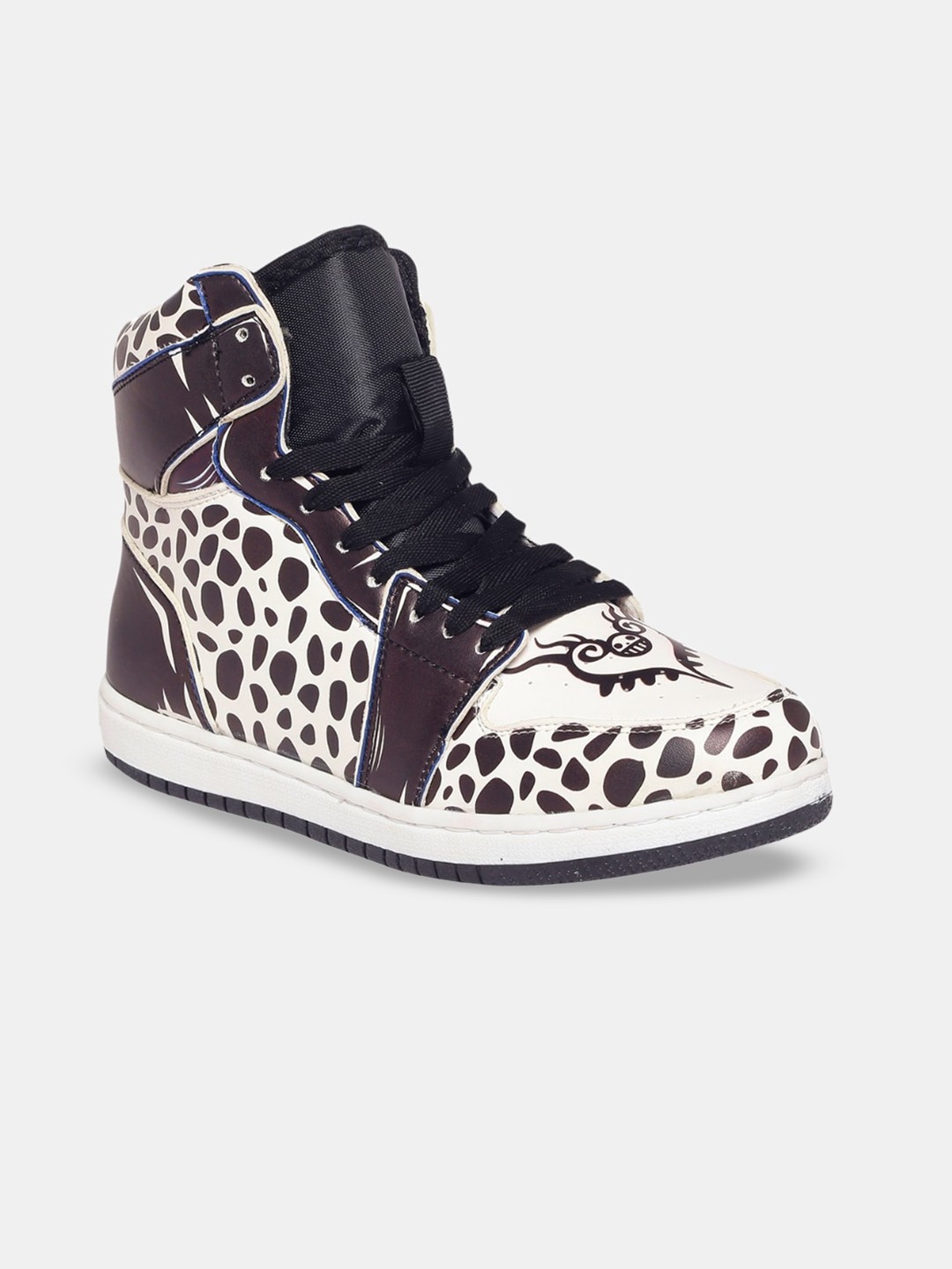 

Fans Army Men Animal Printed Lightweight High-Top Sneakers, Black