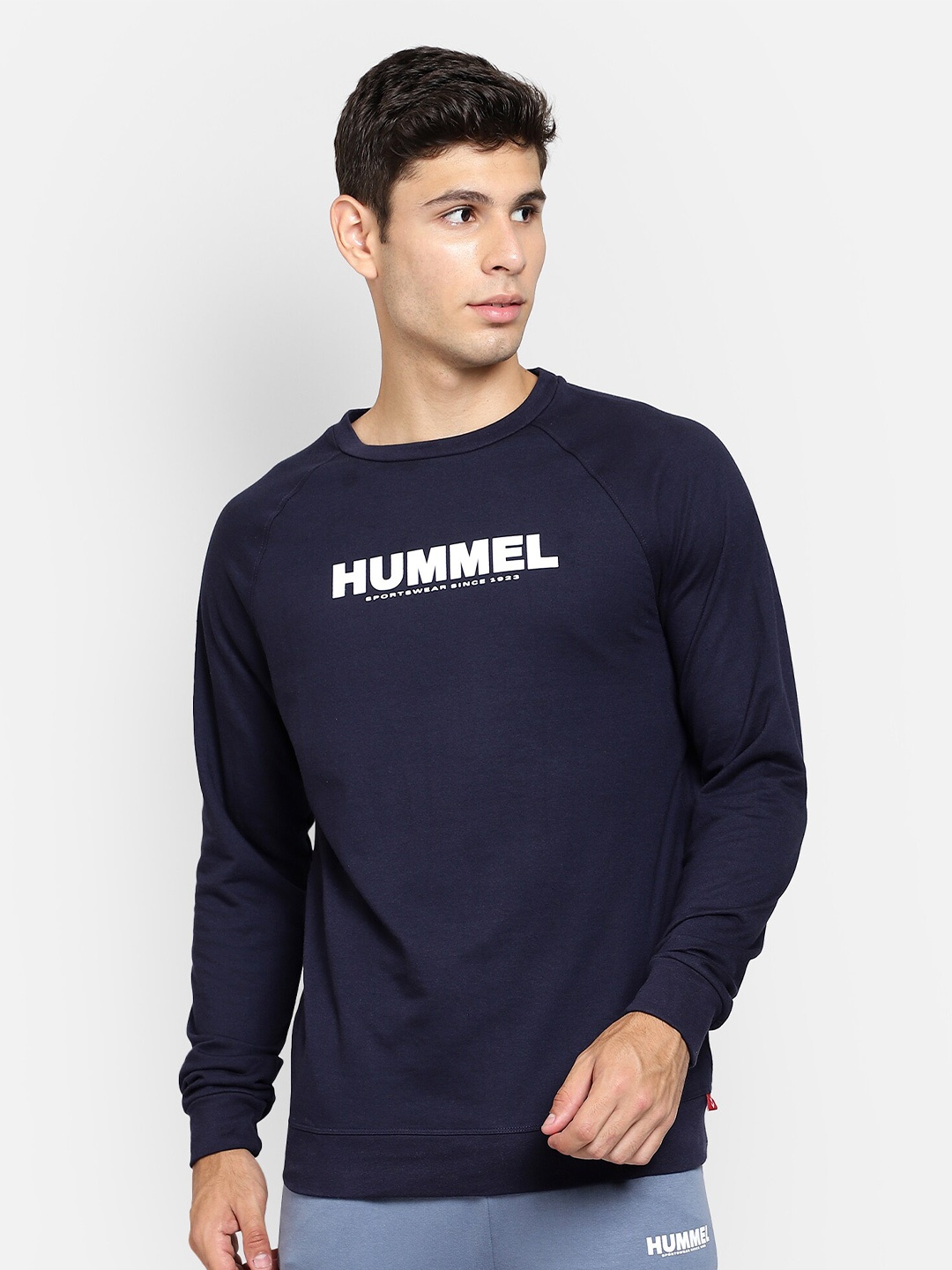 

hummel Typography Printed Cotton Sweatshirt, Navy blue