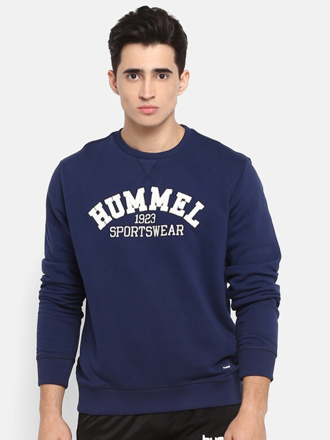 

hummel Typography Printed Cotton Pullover, Navy blue