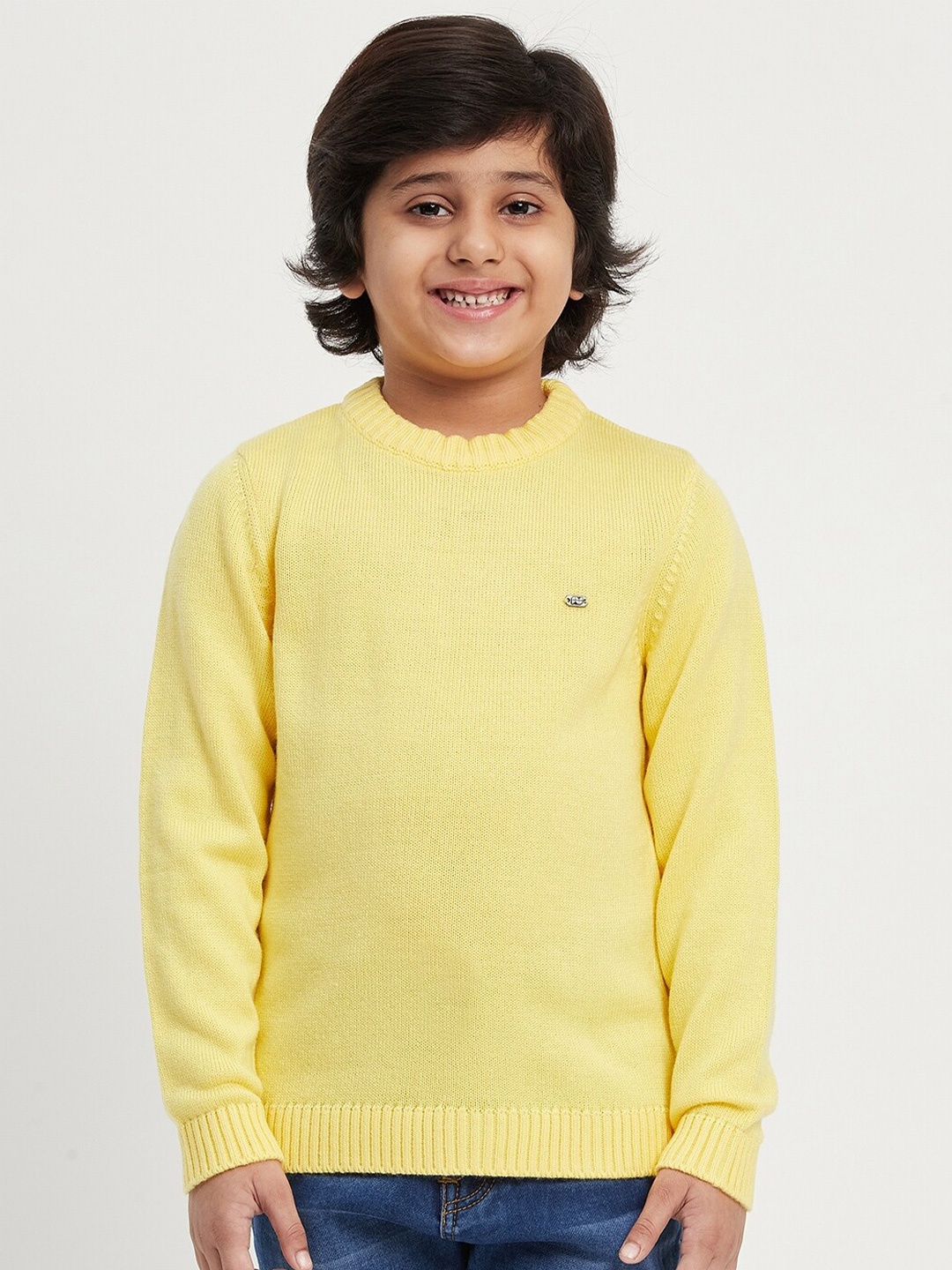 

Purple United Kids Round Neck Long Sleeves Acrylic Pullover Sweater, Yellow