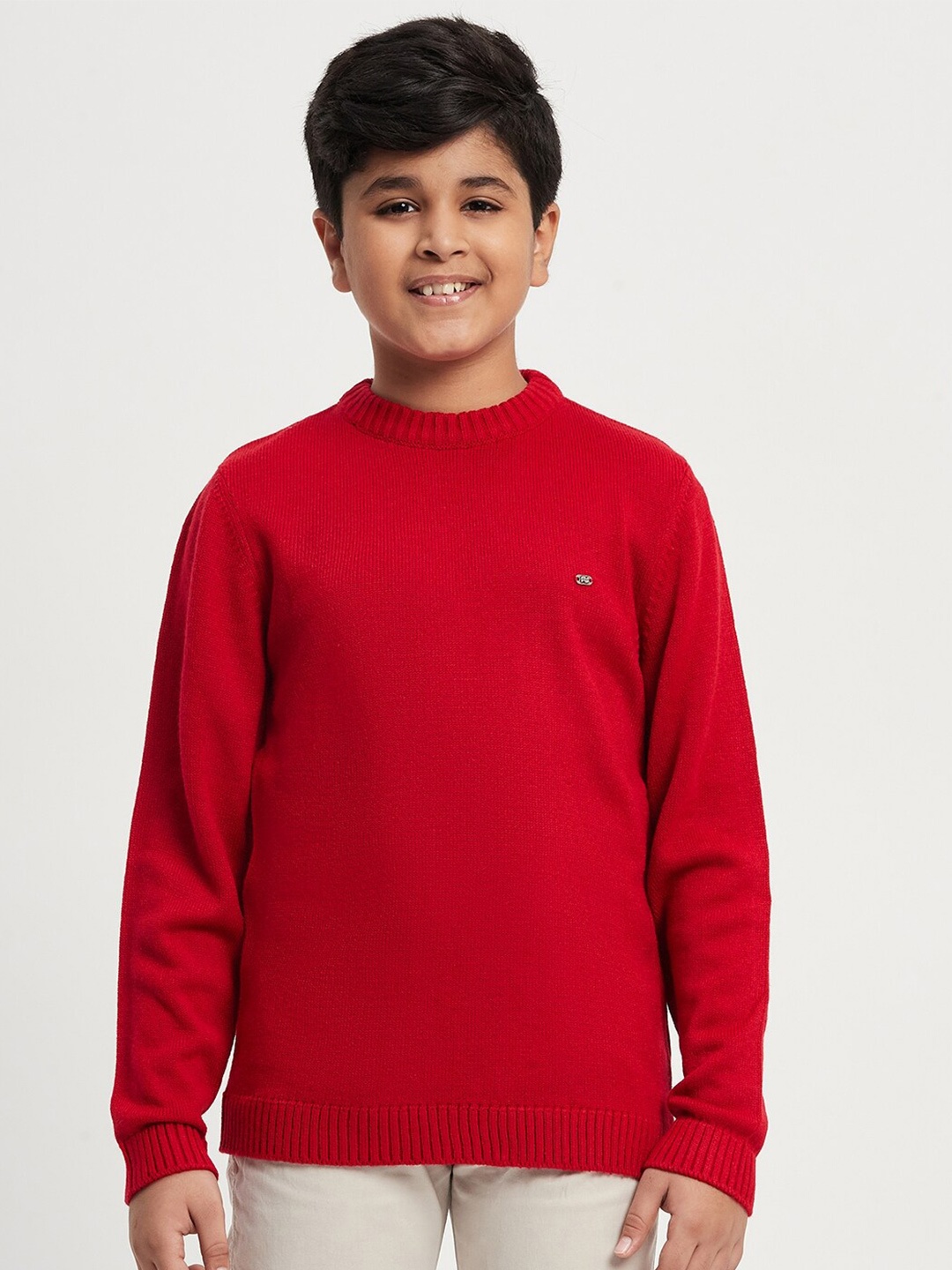 

Purple United Kids Round Neck Pullover Sweater, Red