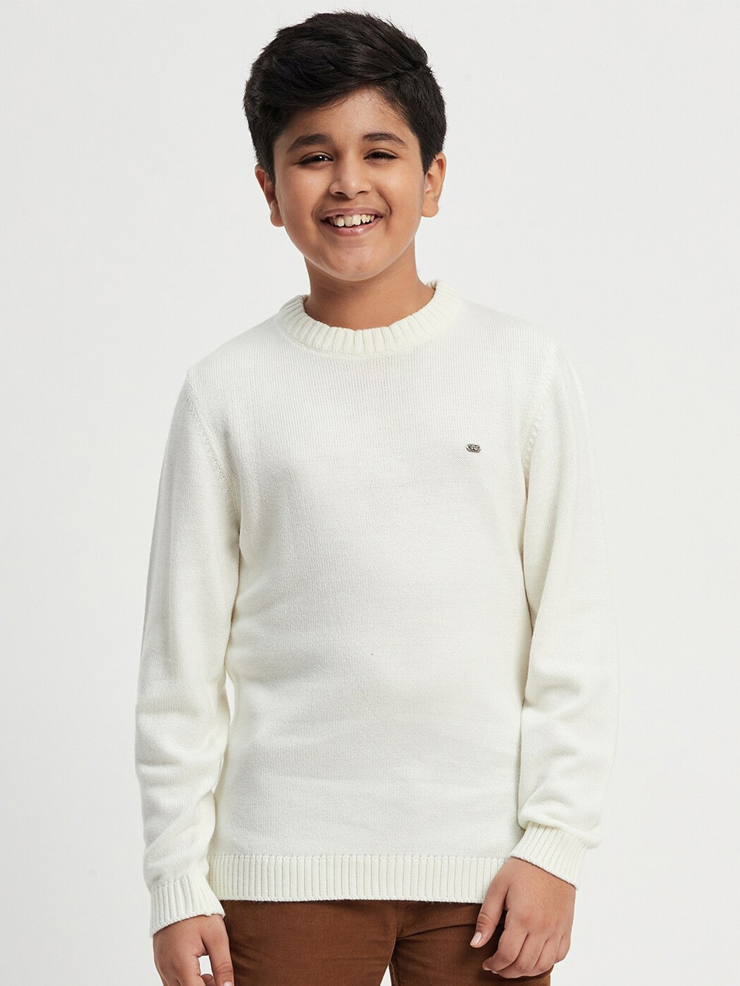 

Purple United Kids Round Neck Acrylic Pullover, White