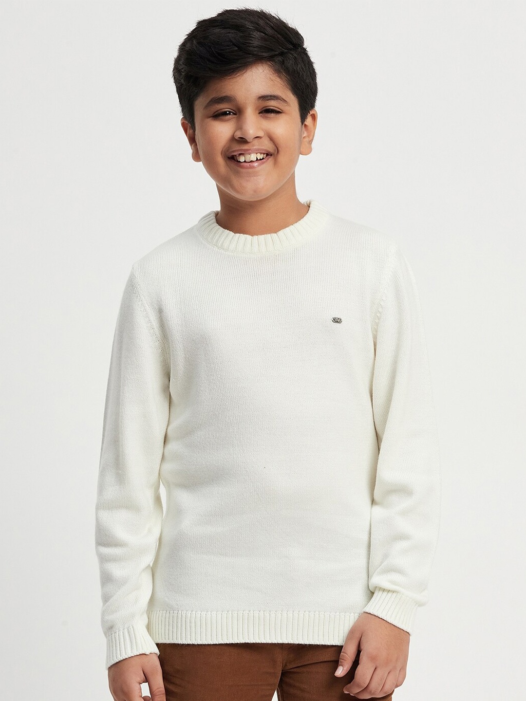 

Purple United Kids Round Neck Acrylic Pullover, White