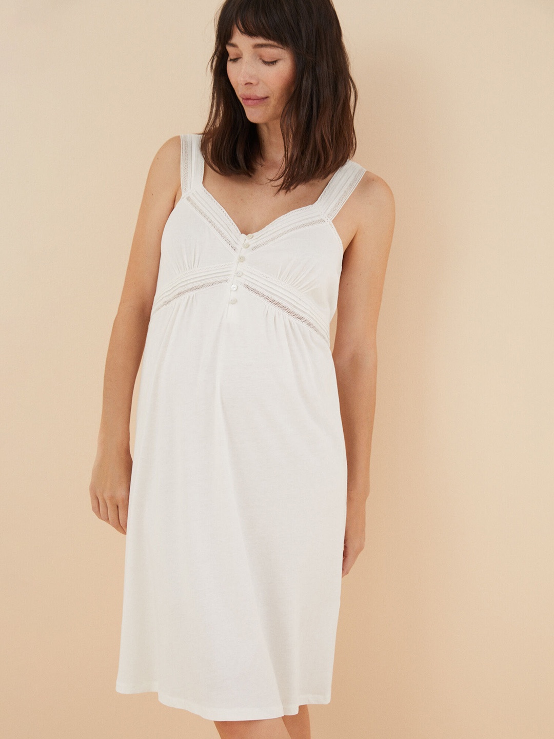 

women'secret Lace Inserts Nightdress, White