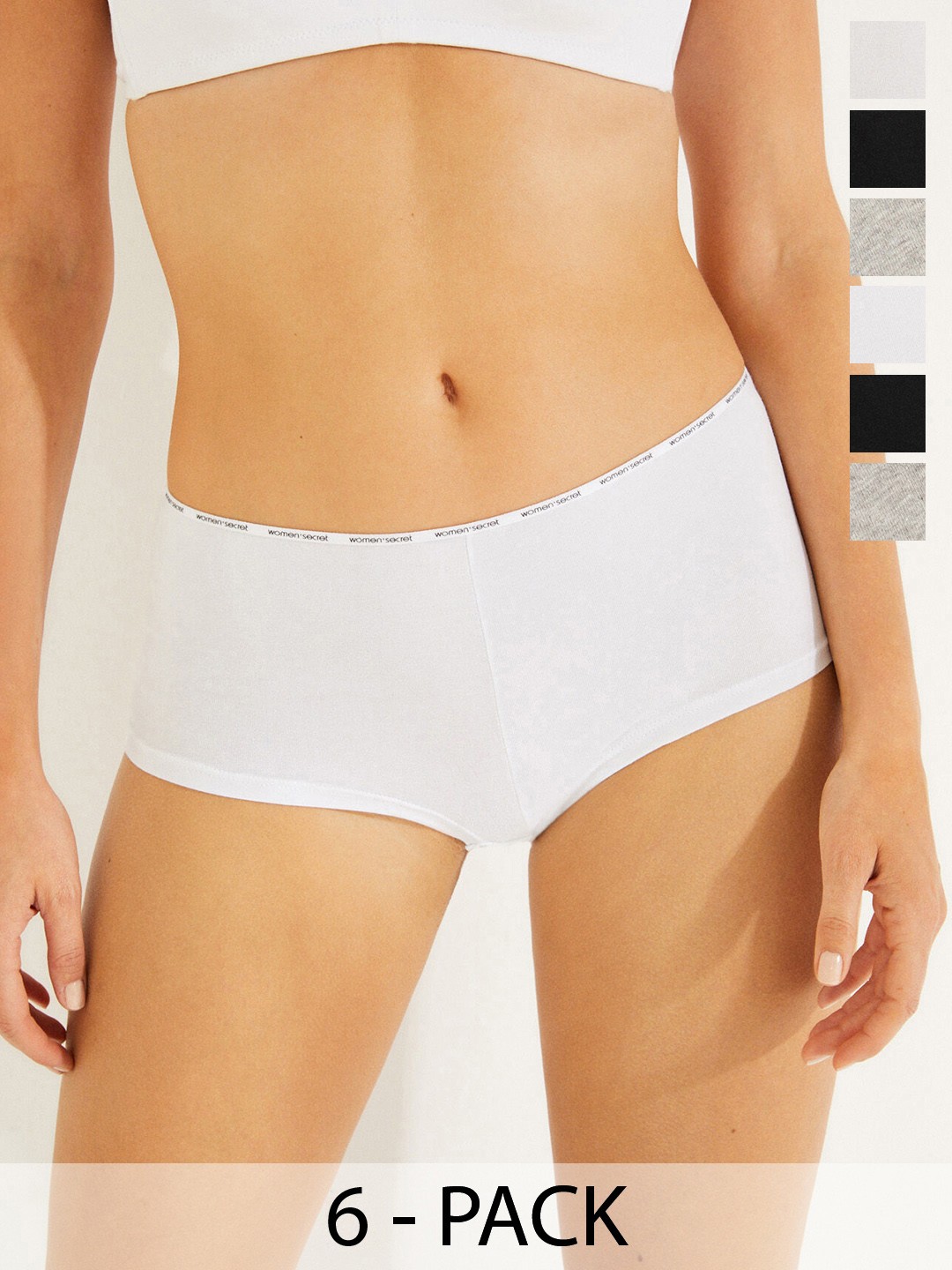

women'secret Women Pack of 6 Boxer Briefs 7683065-98, White