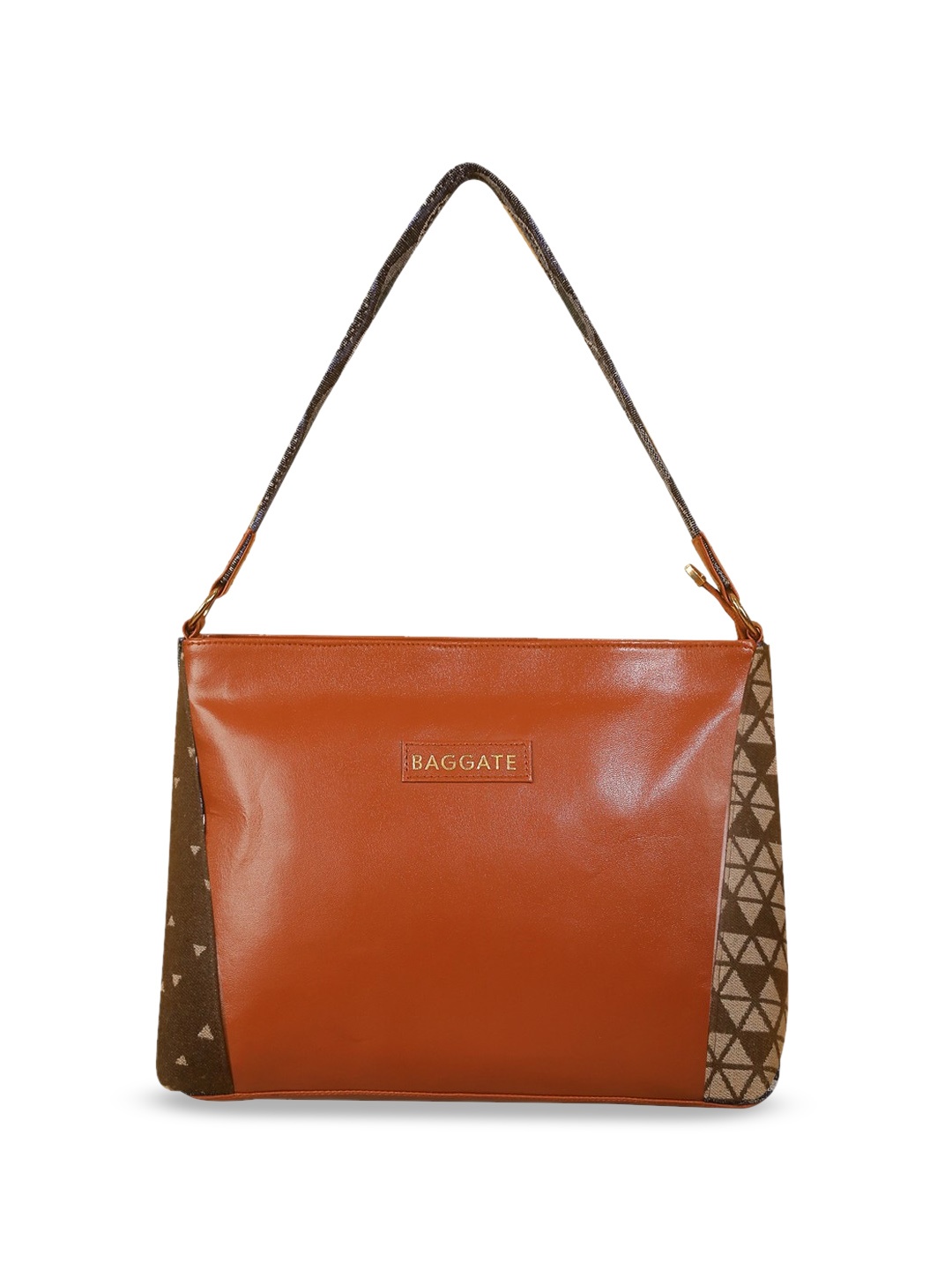 

BAGGATE Textured Shoulder Bag With Zip Detail, Brown