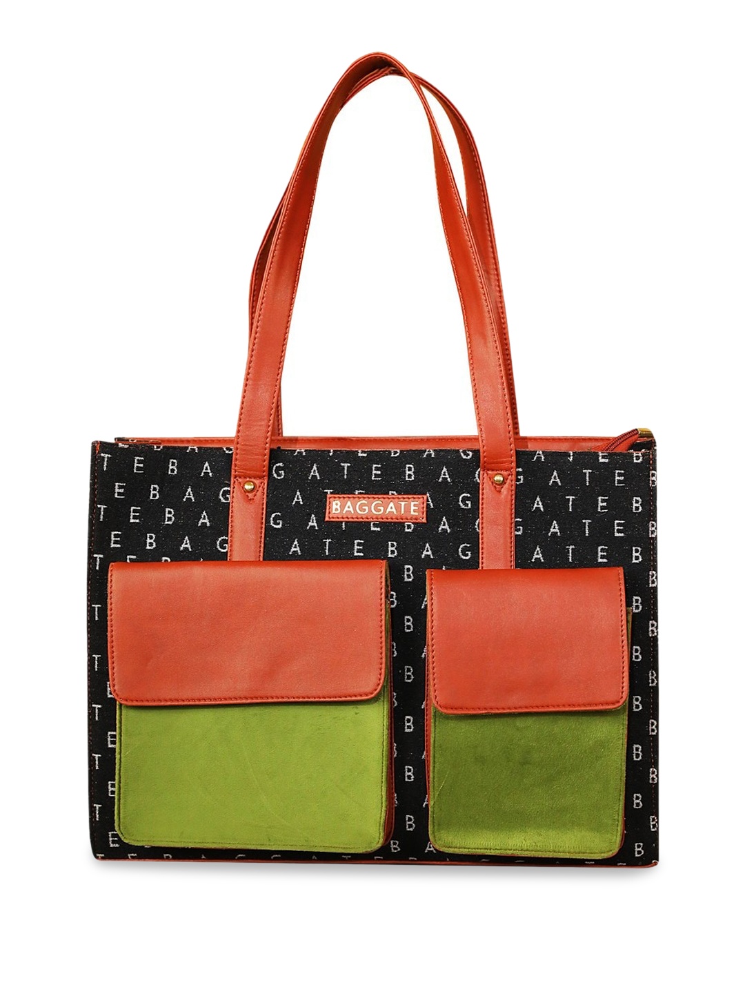 

BAGGATE Typography Printed Structured Shoulder Bag, Black
