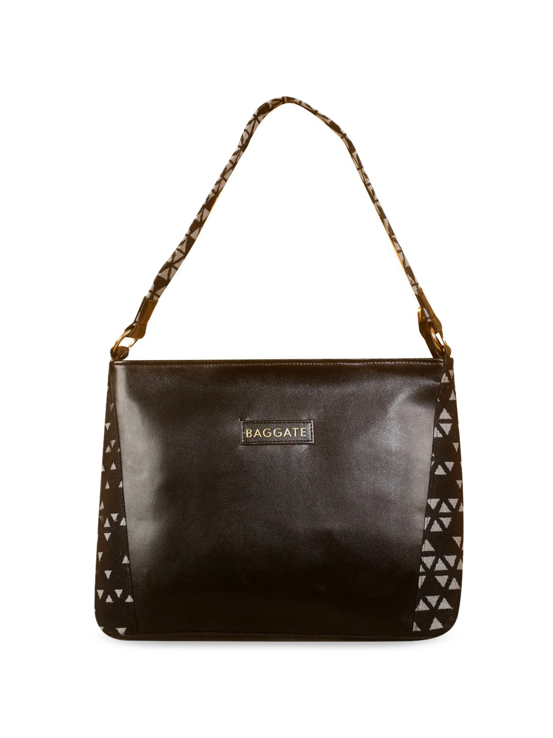 

BAGGATE Geometric Self Design Structured Jacquard Shoulder Bag Up to 12 inch, Black