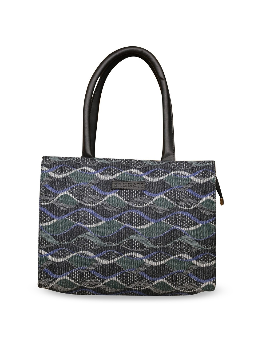 

BAGGATE Abstract Printed Structured Shoulder Bag, Charcoal