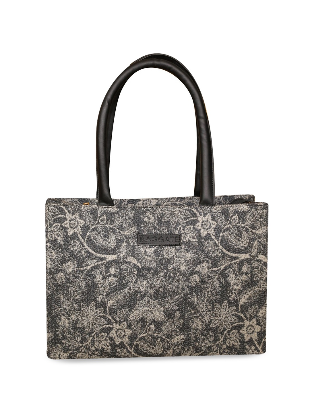 

BAGGATE Floral Printed Shopper Tote Bag - Up to 12 inch Laptop, Black
