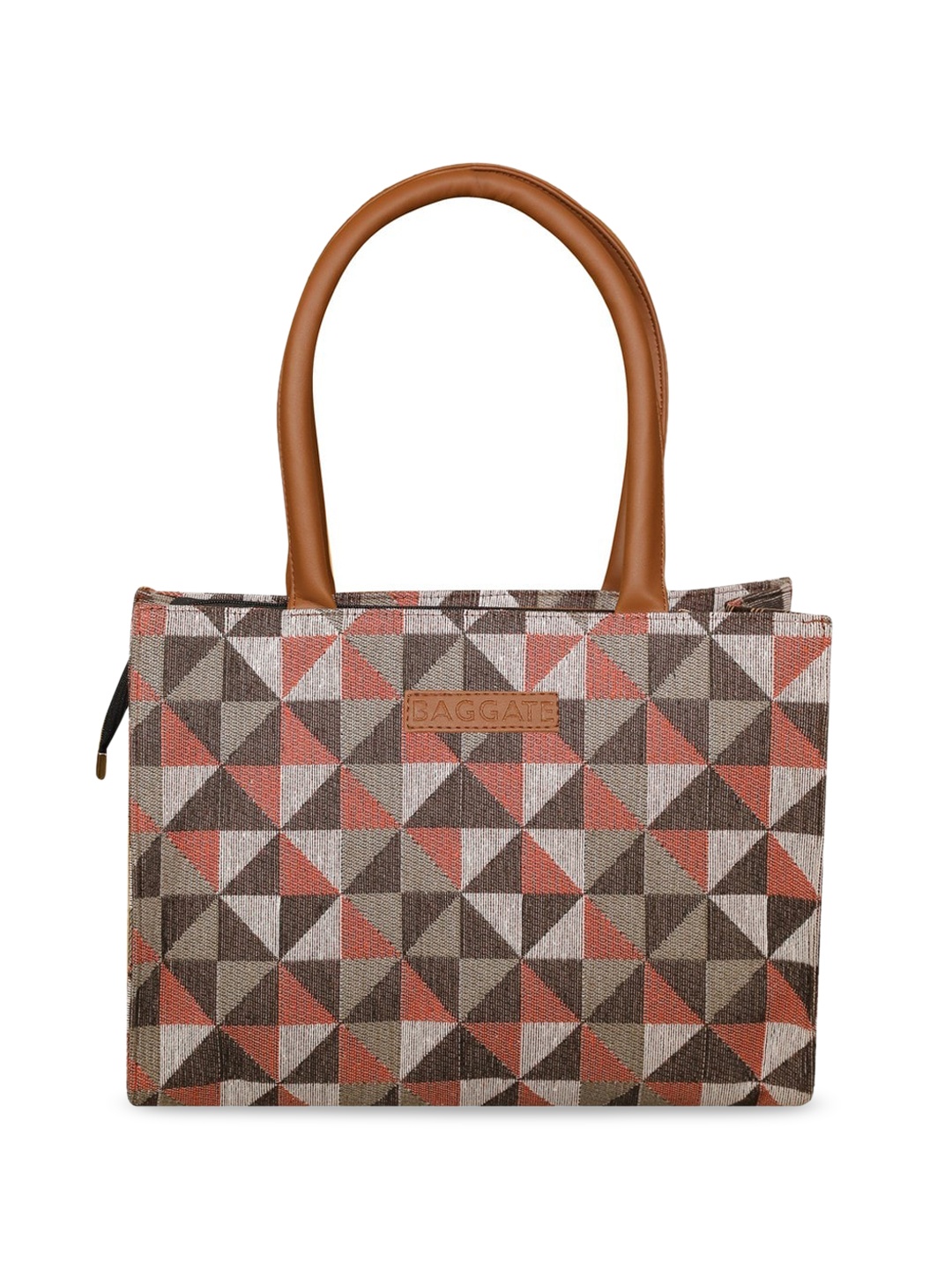 

BAGGATE Floral Printed Structured Jacquard Shoulder Bag Up to 12 inch, Brown