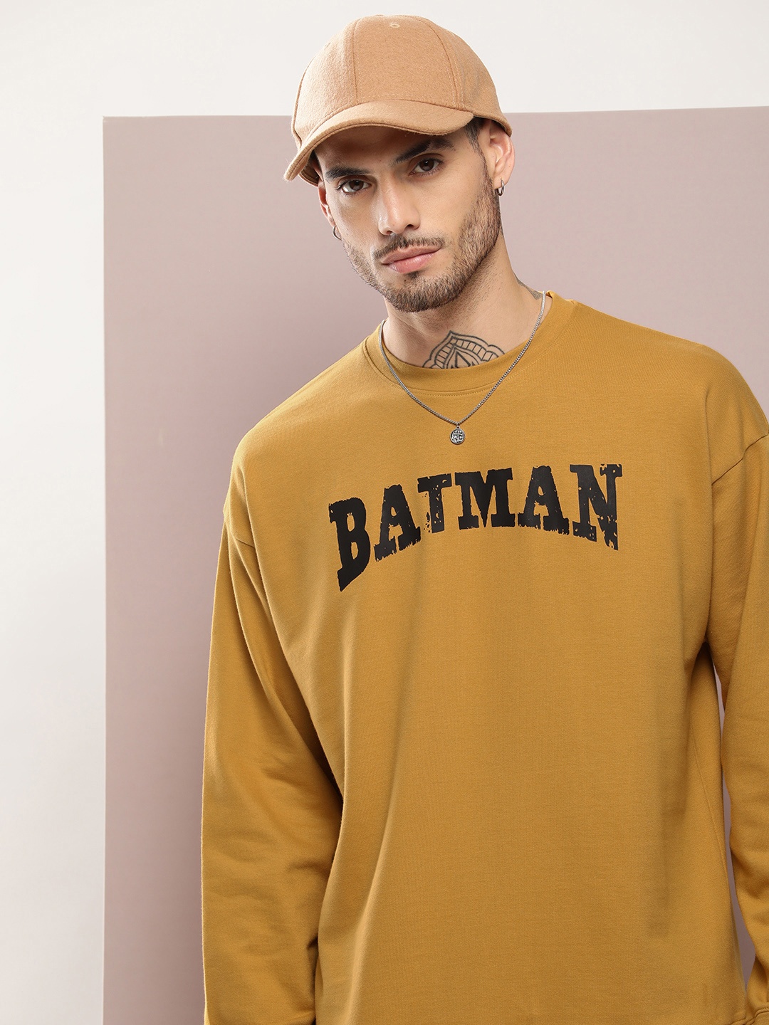 

Kook N Keech Men Batman Printed Pure Cotton Sweatshirt, Mustard
