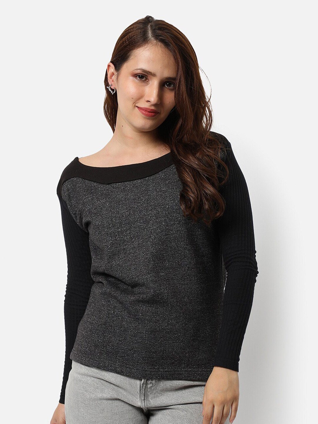 

Campus Sutra Charcoal Cotton Pullover Sweatshirt