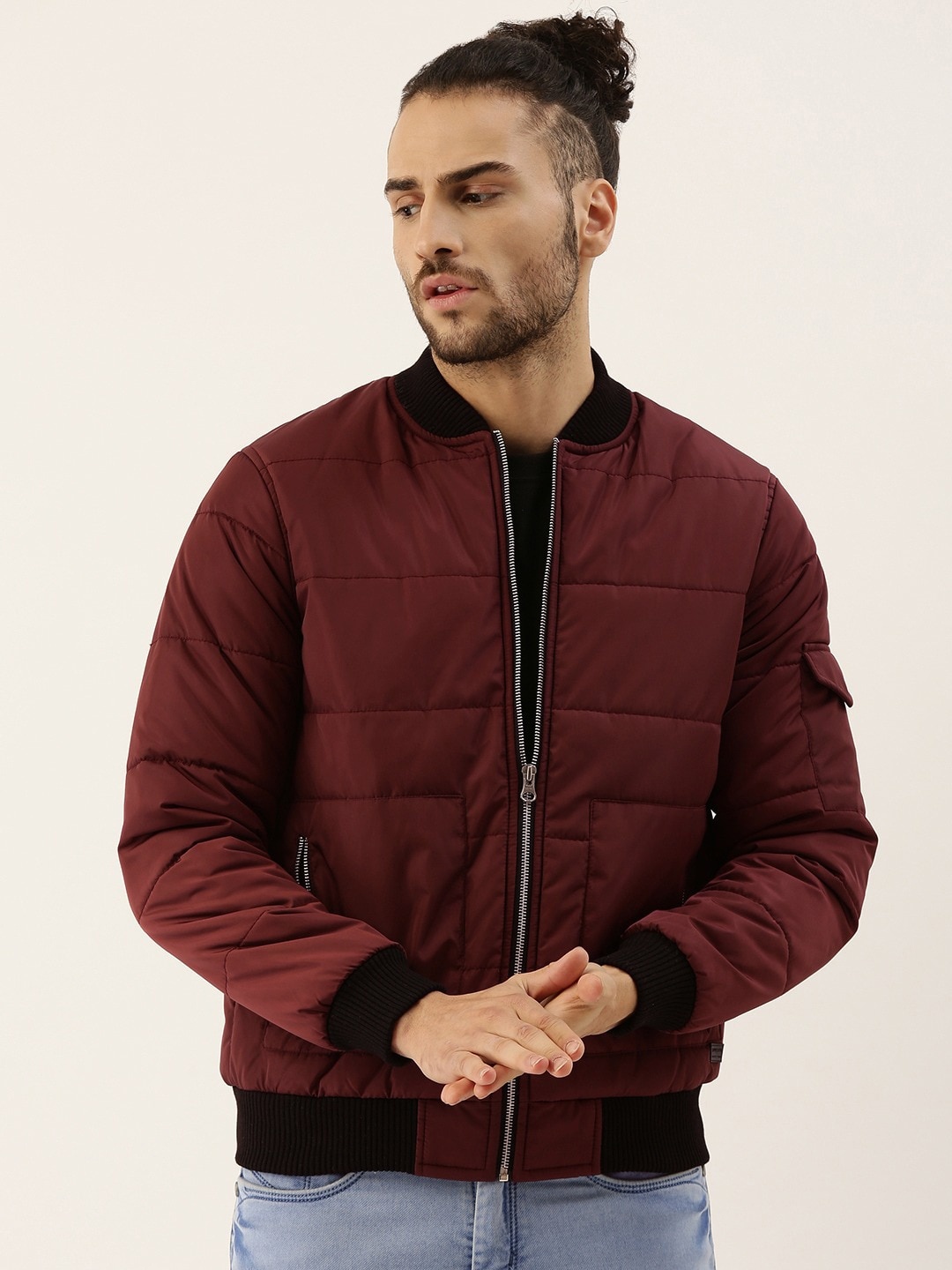 

Campus Sutra Windcheater Puffer Jacket, Maroon