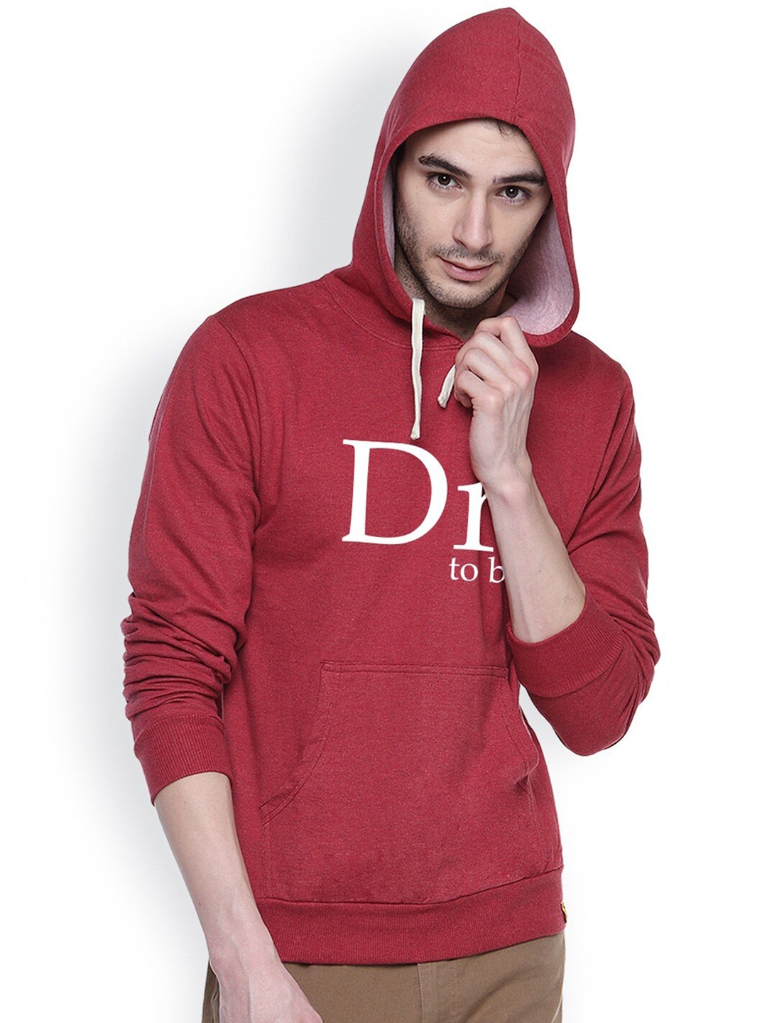 

Campus Sutra Typography Printed Cotton Hooded Sweatshirt, Red