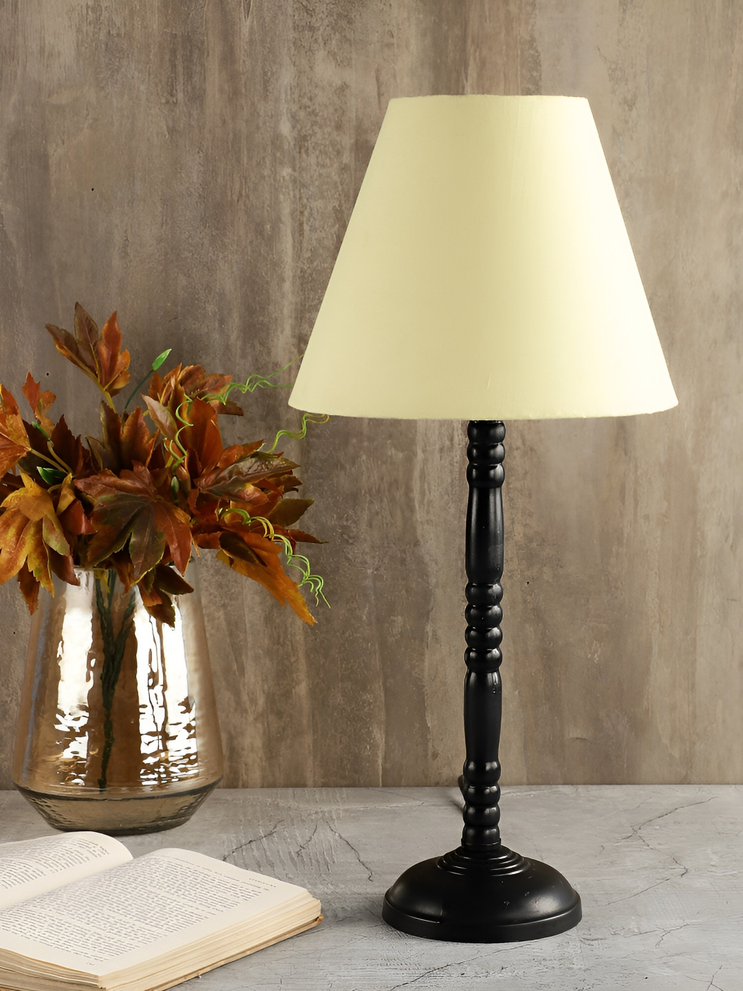 

BTR CRAFTS Beige Metal Frustum Shaped Table Lamp with Adjustable Cord, Yellow