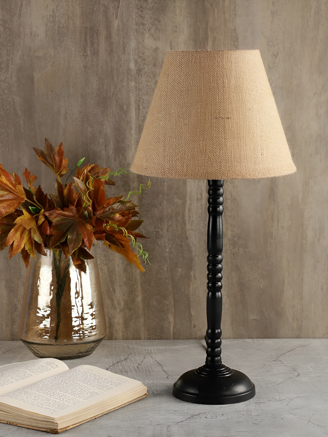 

BTR CRAFTS Brown & Black Frustum Shape Metal Table Lamp with Adjustable Cord
