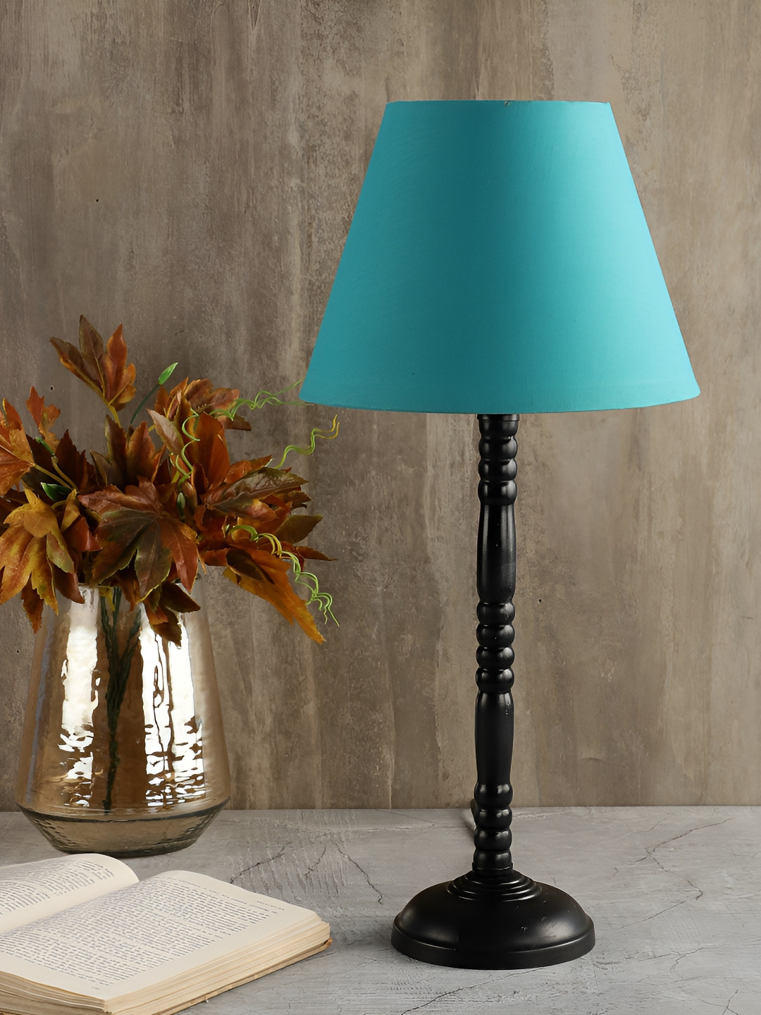 

BTR CRAFTS Teal Cotton Conical Shade Table Lamp
