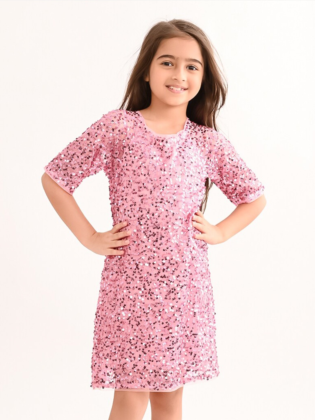 

BONKIDS Girls Embellished Sheath Dress, Pink