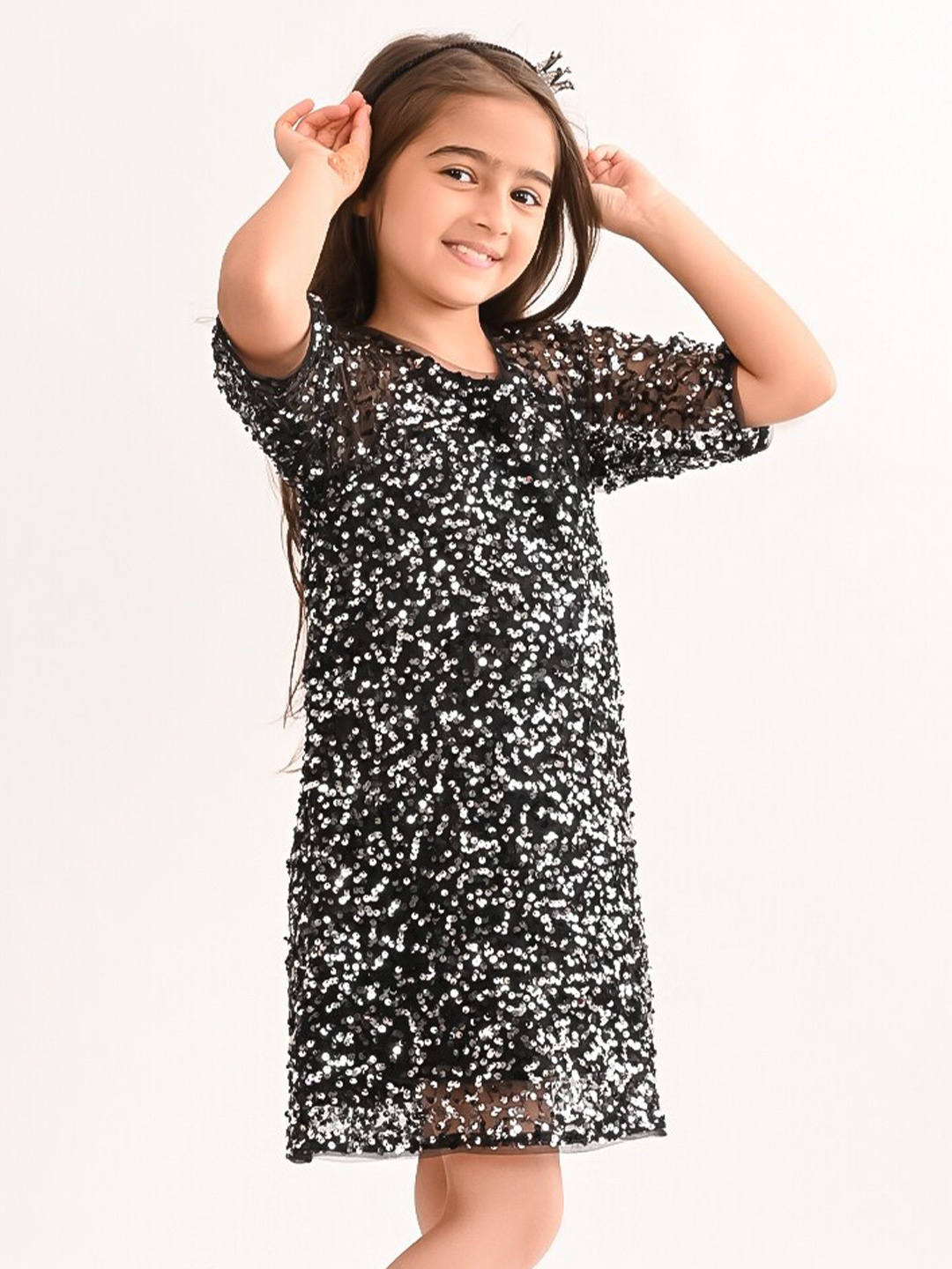 

BONKIDS Embellished A-Line Dress, Black