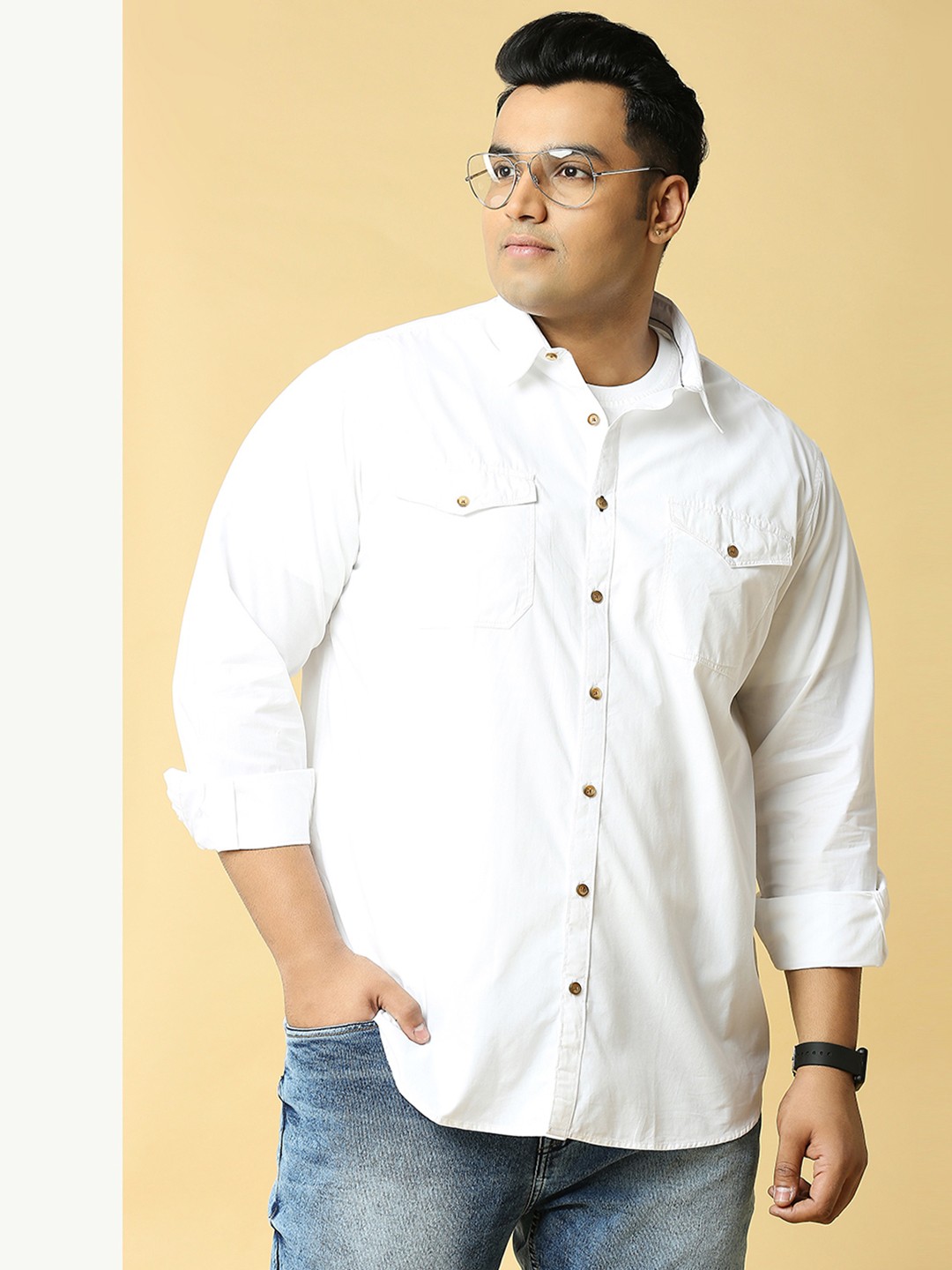 

Thomas Scott Plus Size Premium Slim Fit Pure Cotton Casual Shirt, White
