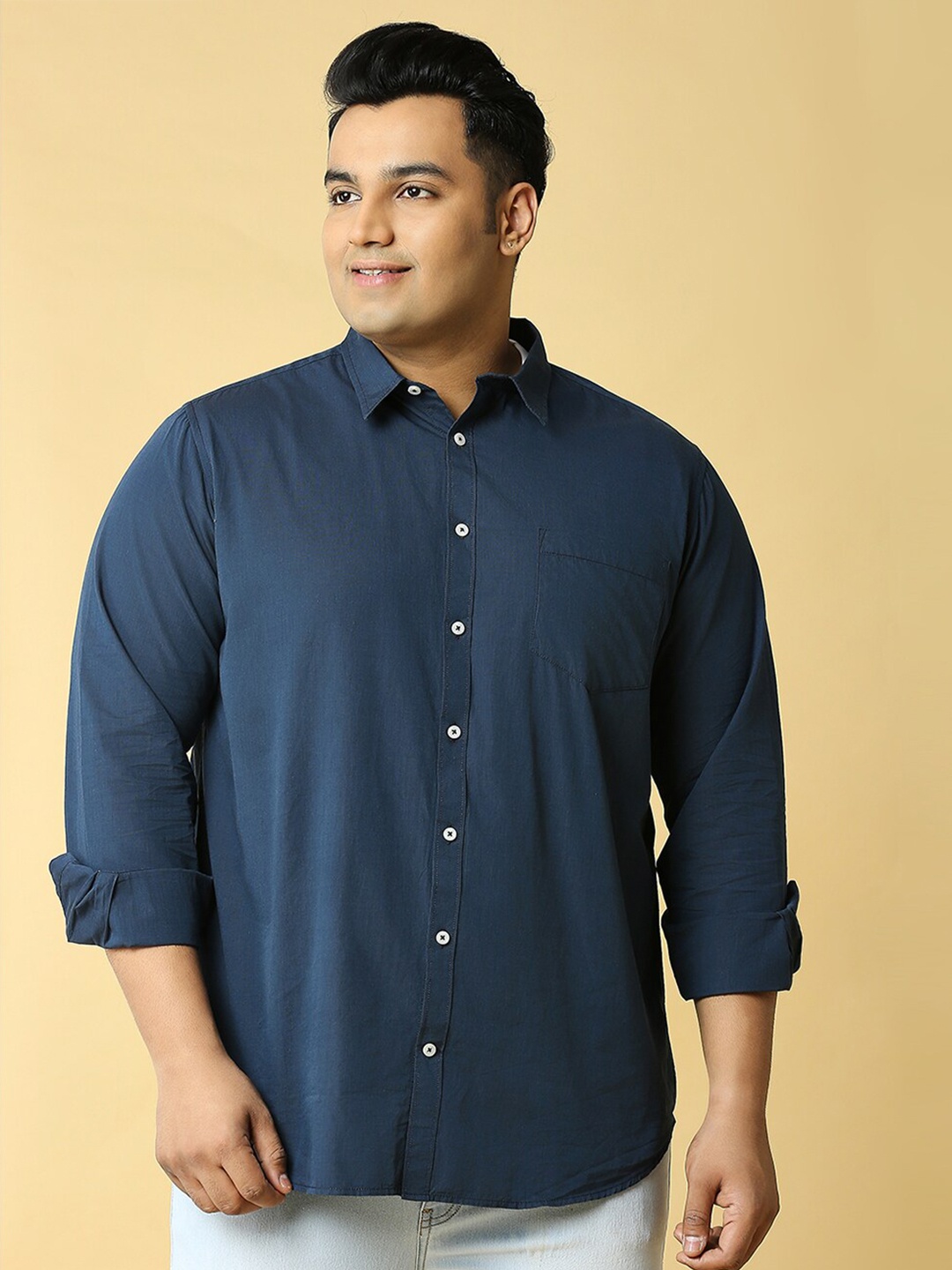 

Thomas Scott Plus Size Premium Slim Fit Casual Pure Cotton Shirt, Navy blue