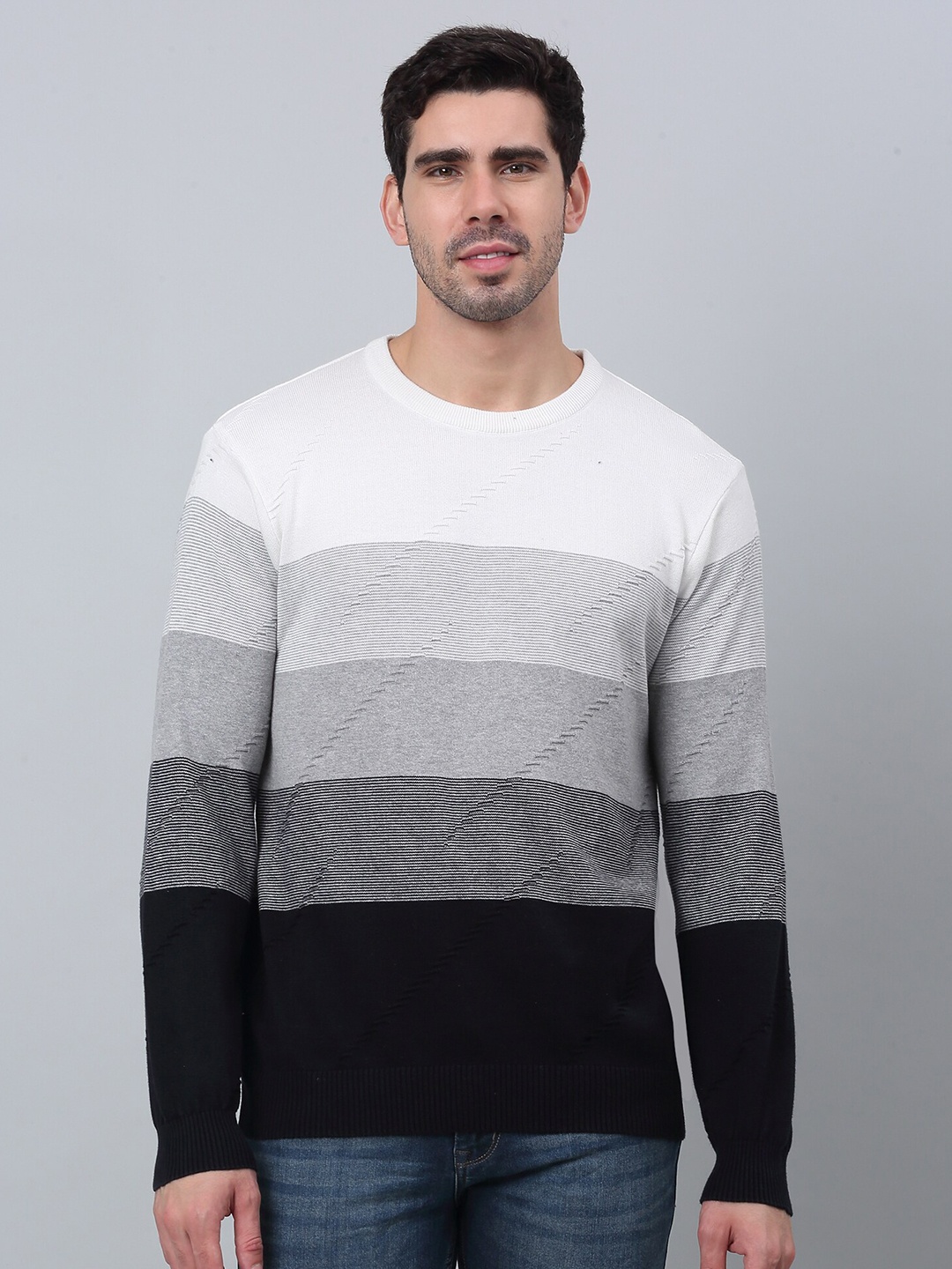 

Cantabil Striped Acrylic Pullover, Navy blue