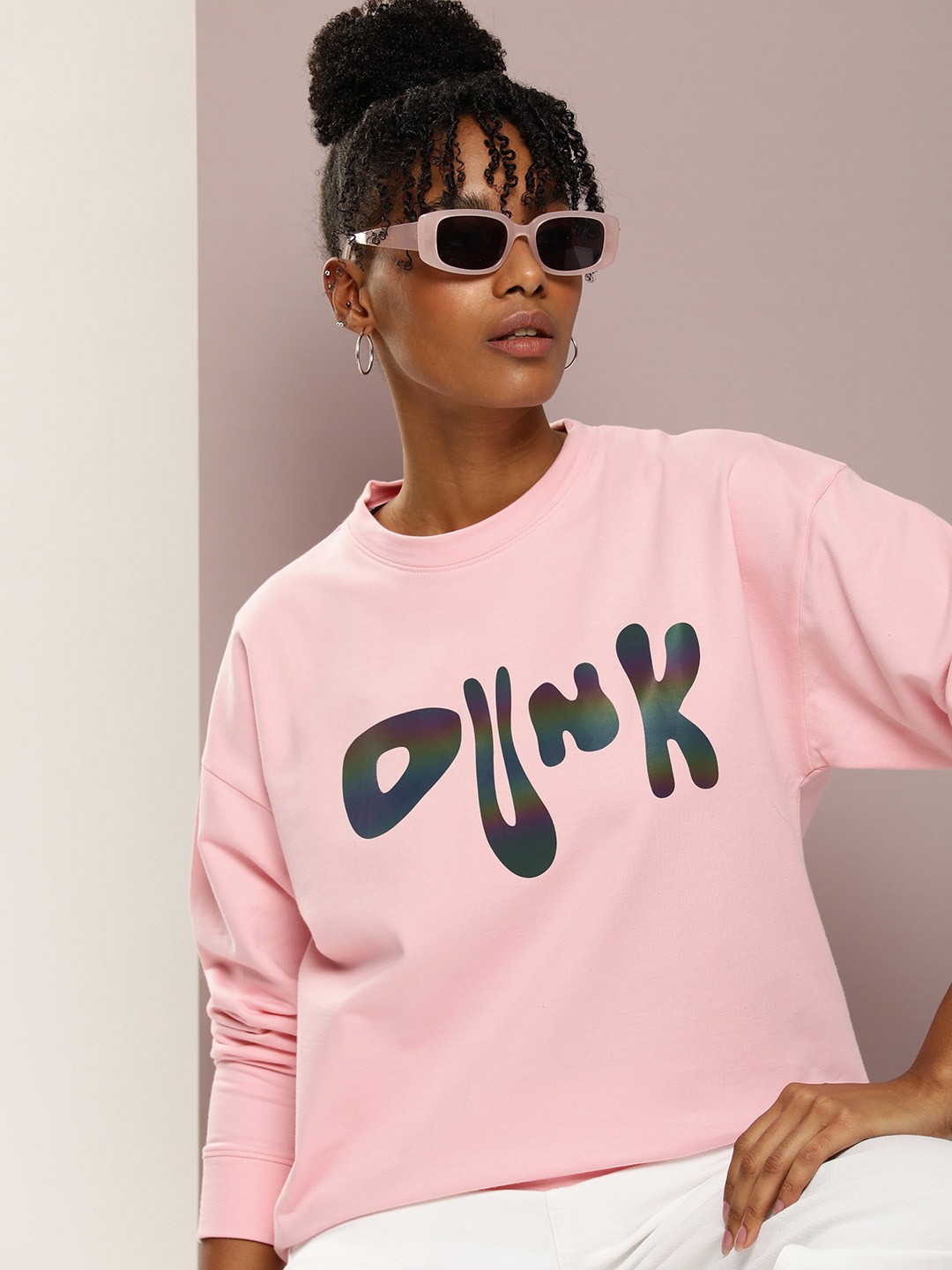 

Kook N Keech Women Typography Printed Sweatshirt, Pink