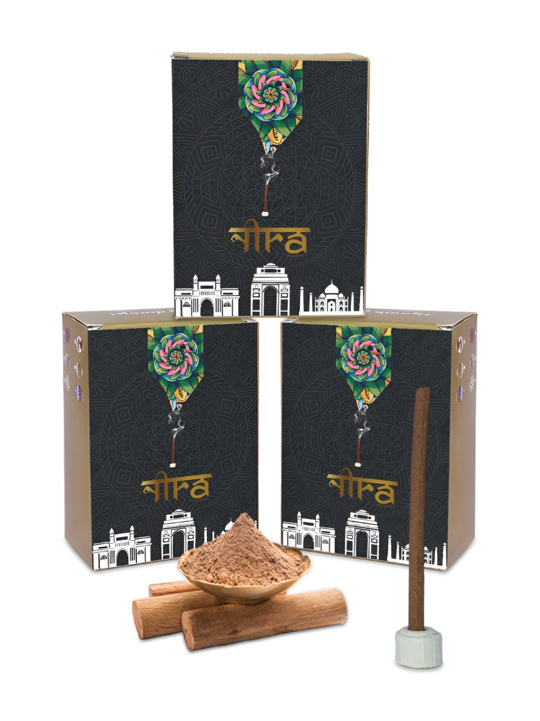

Nira Fragrances Brown 3 Pieces Pure Cow Dung Sandalwood Dhoop Cone
