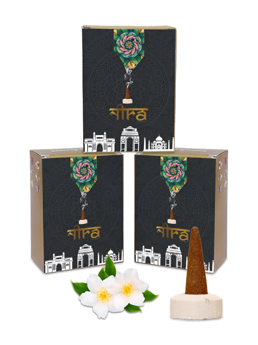 

Nira Fragrances Brown 3 Pieces Pure Cow Dung Jasmine Dhoop Cone