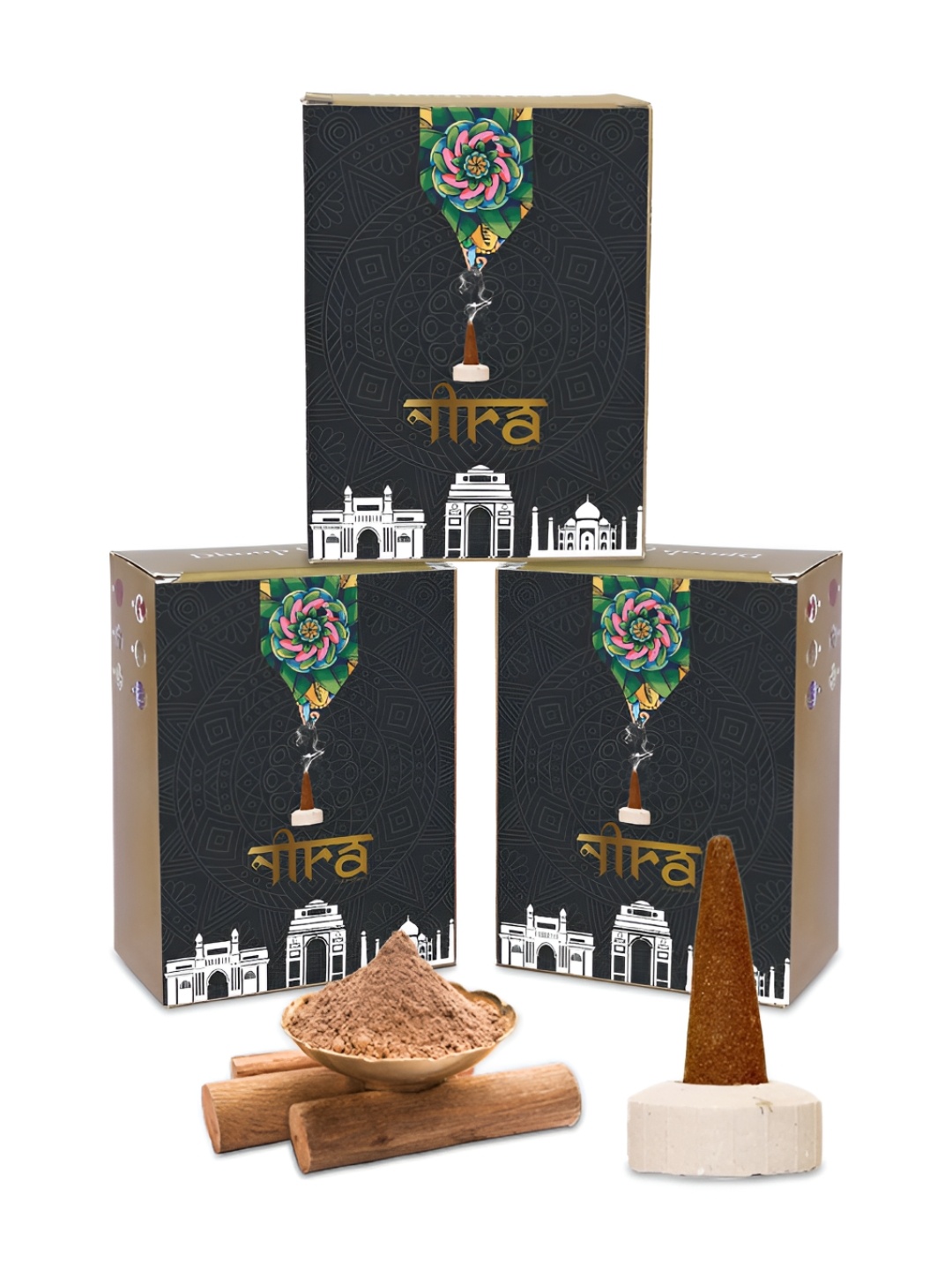 

Nira Fragrances Brown 3 Pieces Pure Cow Dung Sandalwood Dhoop Cone