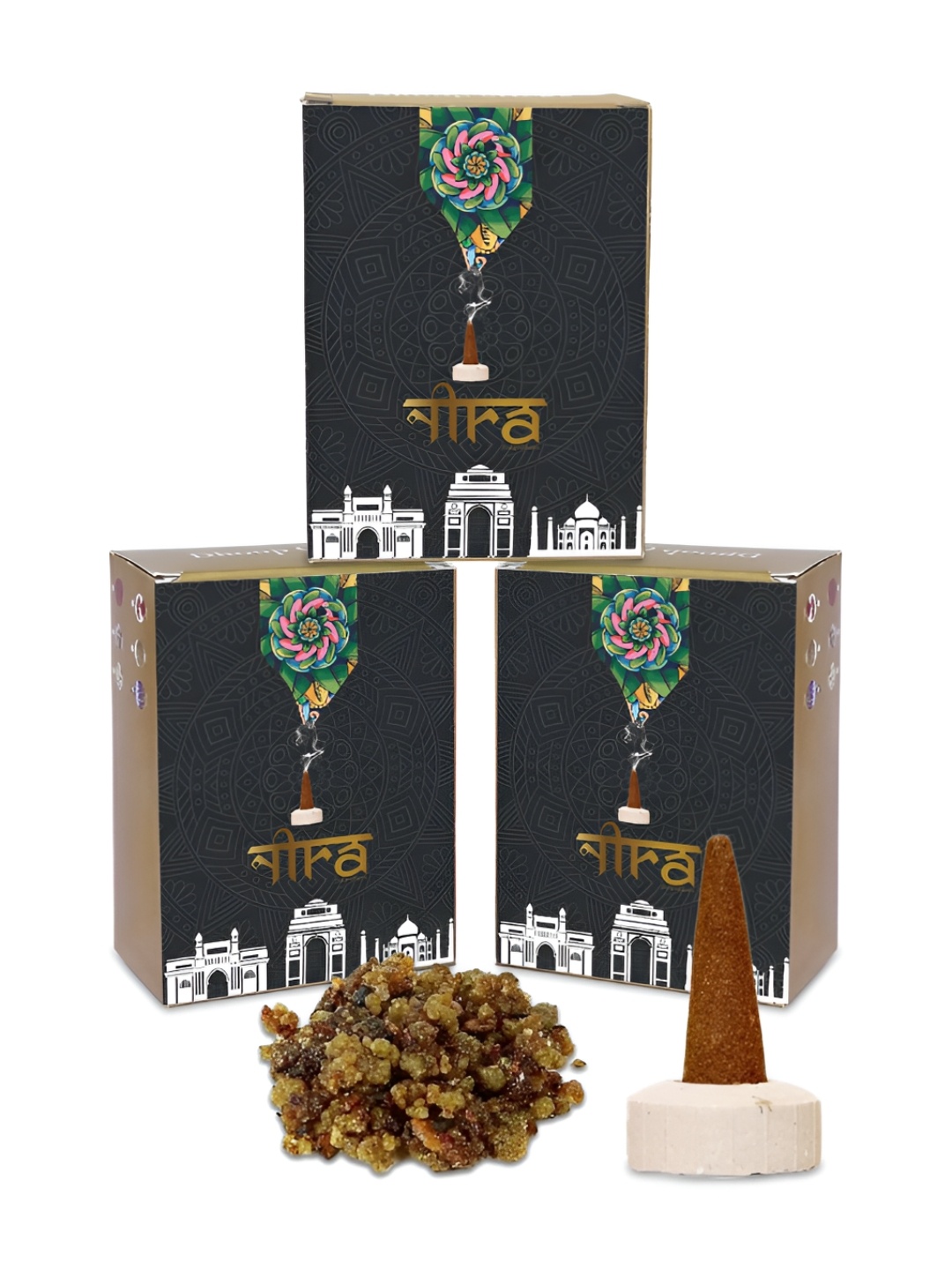 

Nira Fragrances Brown 3 Pieces Pure Cow Dung Guggal Dhoop Cone