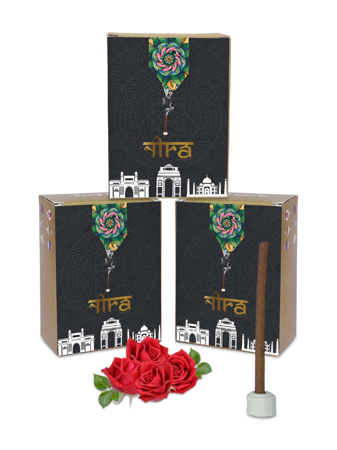 

Nira Fragrances Brown 3 Pieces Pure Cow Dung Rose Dhoop Sticks