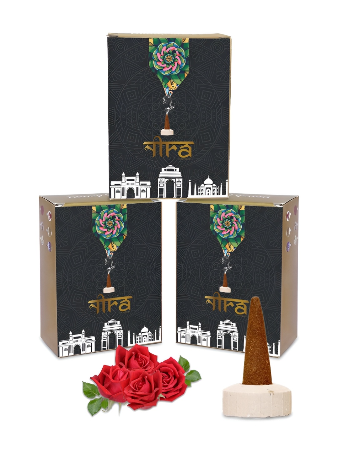 

Nira Fragrances Brown 3 Pieces Pure Cow Dung Rose Dhoop Sticks