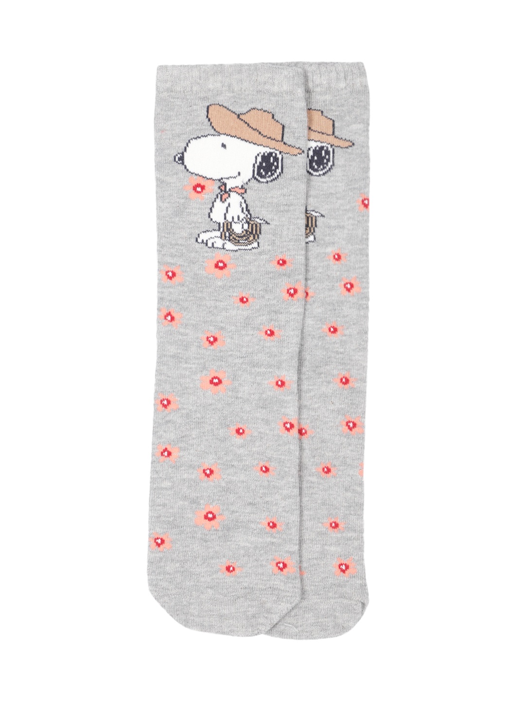 

women'secret Women Snoopy Self Design Calf Length Socks, Grey