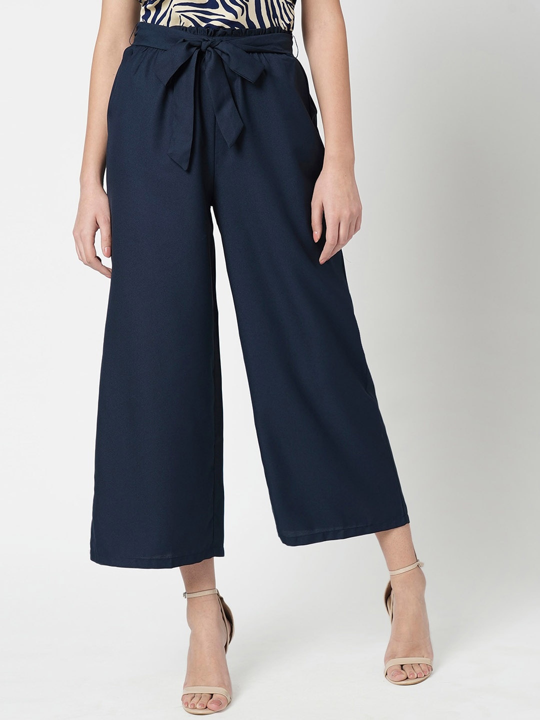 

Vero Moda Women Straight Fit High-Rise Culottes Trousers, Navy blue