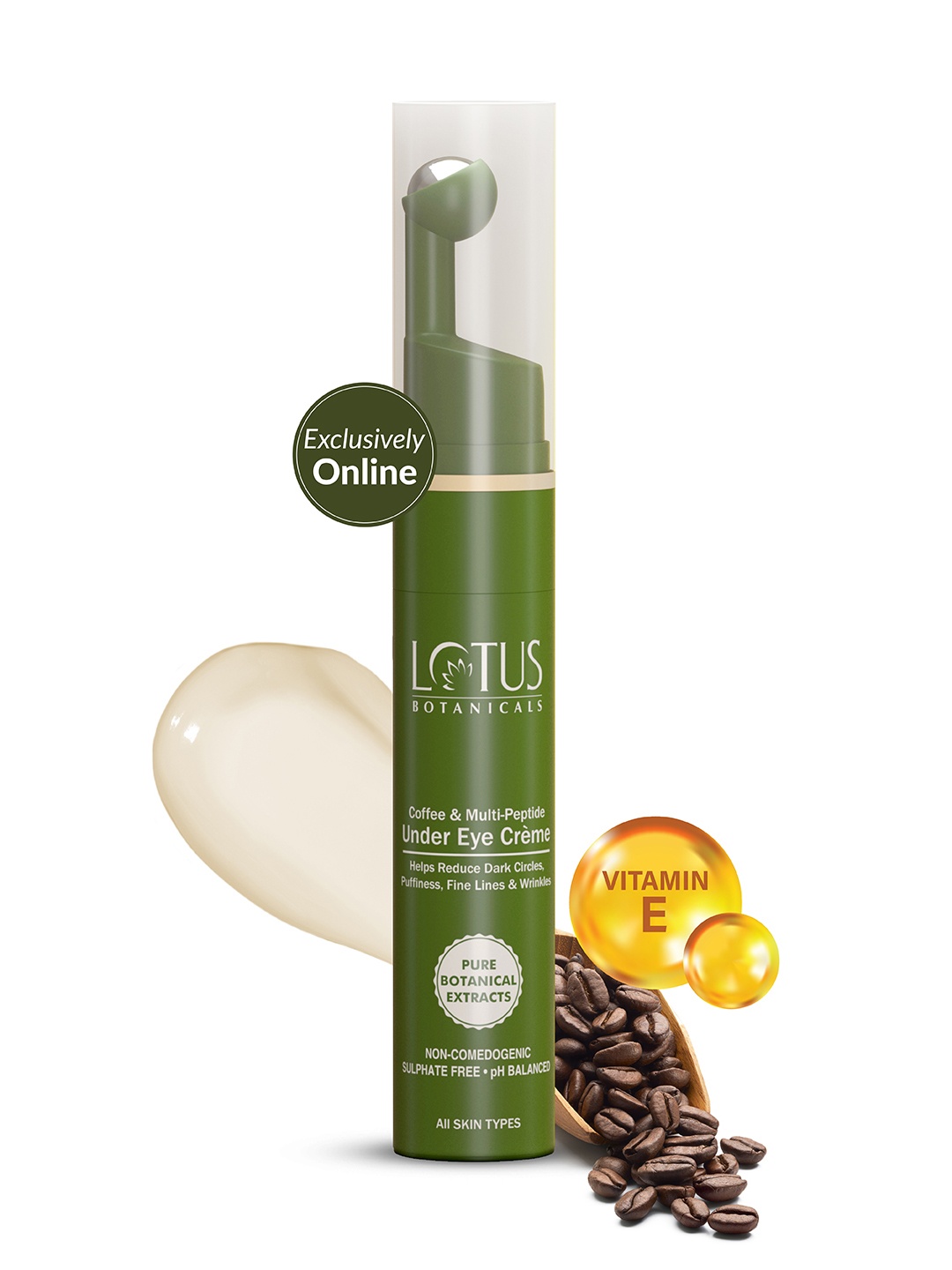 

Lotus Botanicals Coffee & Multi-Peptide Under Eye Creme with Vitamin E - 15 ml, Green