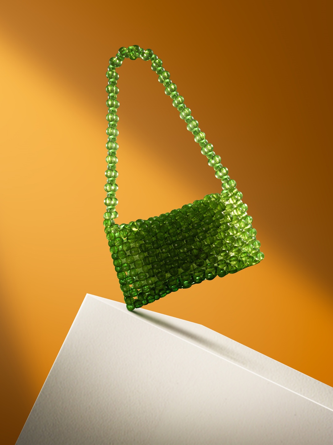 

DEPANO Textured Structured Acrylic Beaded Shoulder Bag, Green