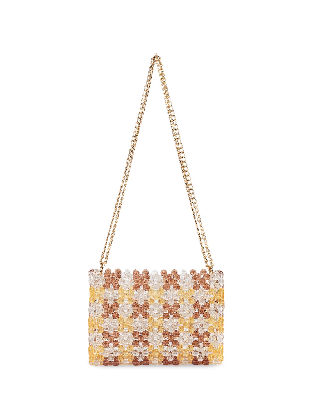 

DEPANO Embellished Structured Acrylic Beaded Shoulder Bag, Brown