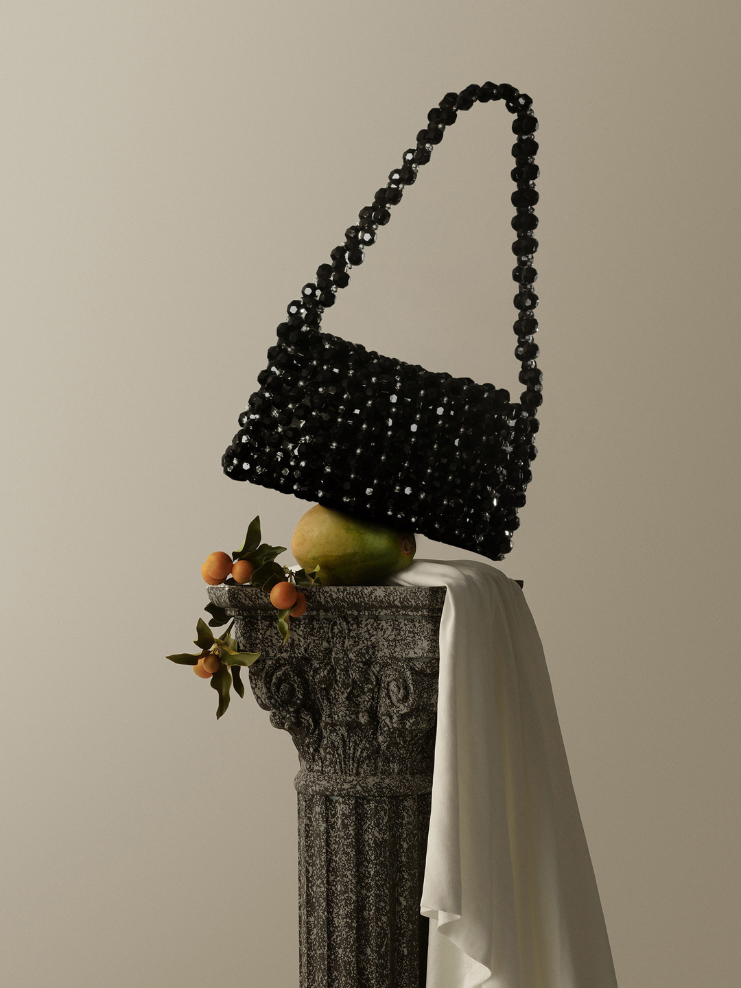 

DEPANO Self Design Acrylic Beaded Handheld Bag, Black