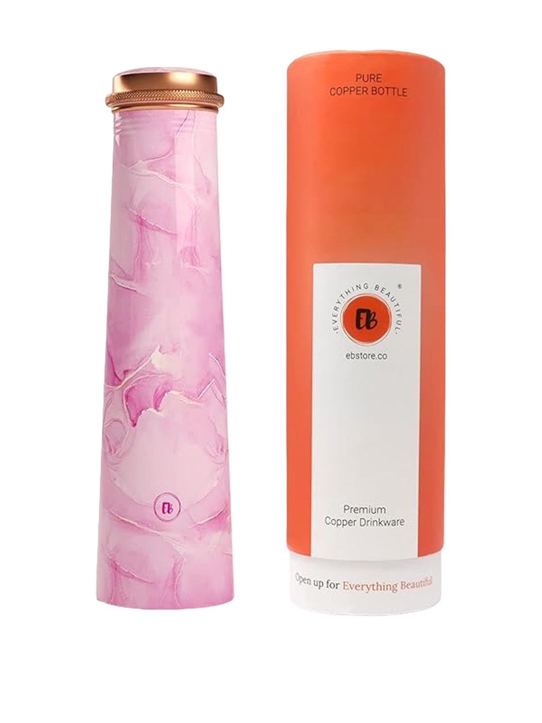 

EB-Everything Beautiful Pink Marble Design Copper Water Bottle-750 ml