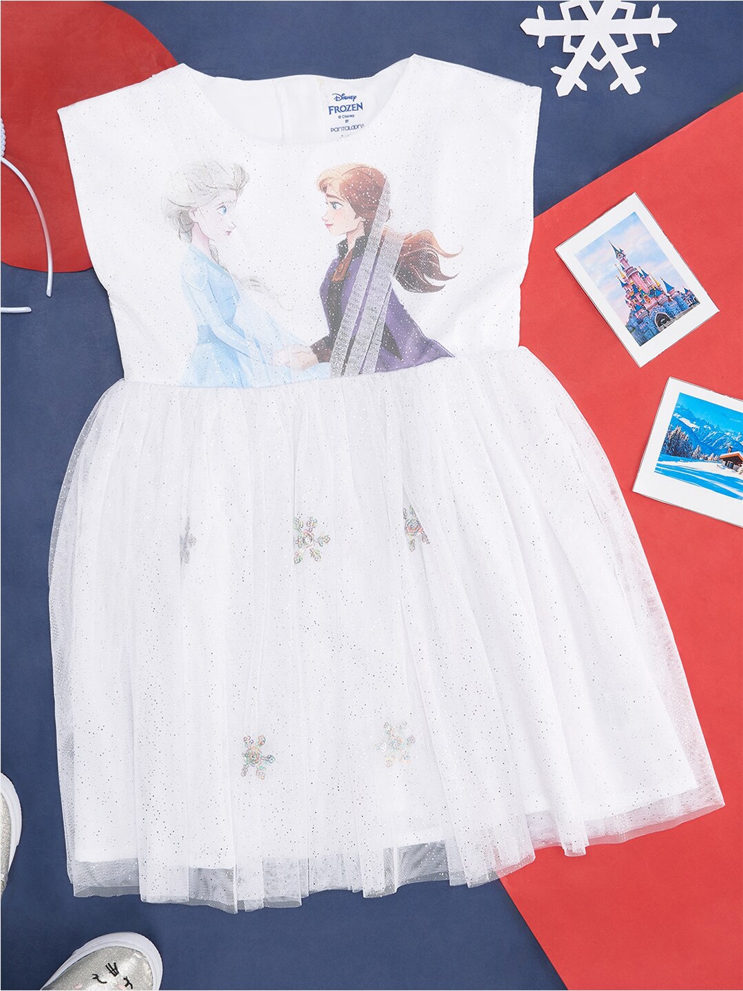 

Pantaloons Junior Girls Frozen Printed Fit & Flare Dress, White