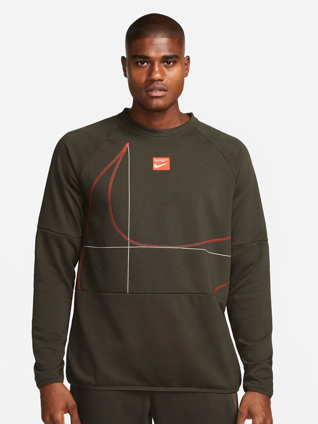 

Nike Dri-Fit Long Sleeves Printed Fitness Fleece T-shirt, Green