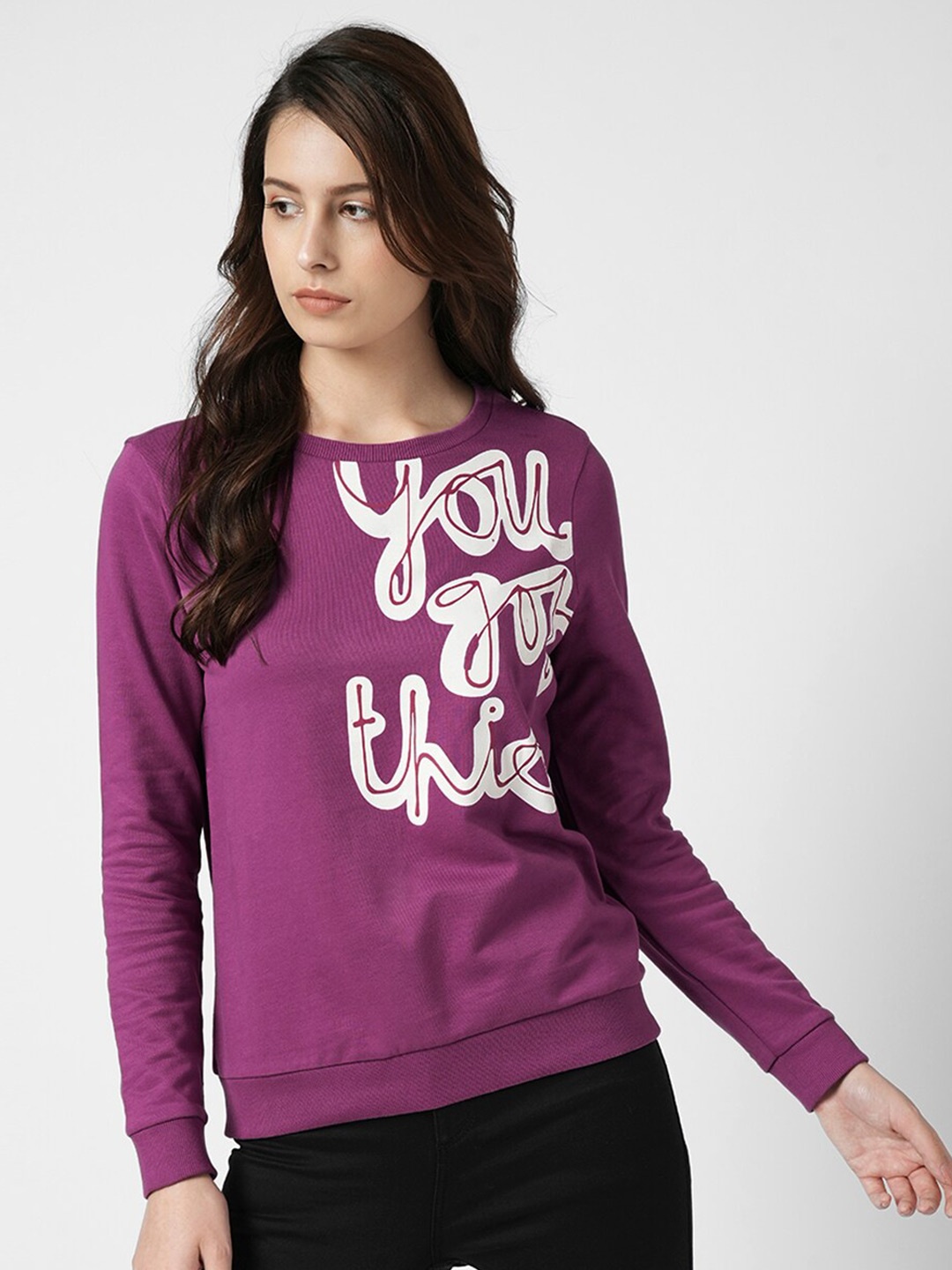 

Vero Moda Typography Printed Cotton Pullover Sweatshirt, Purple