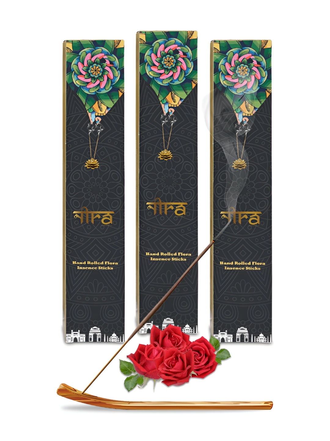 

Nira Fragrances 3 Pieces Brown Pure Cow Dung Rose Incense Sticks
