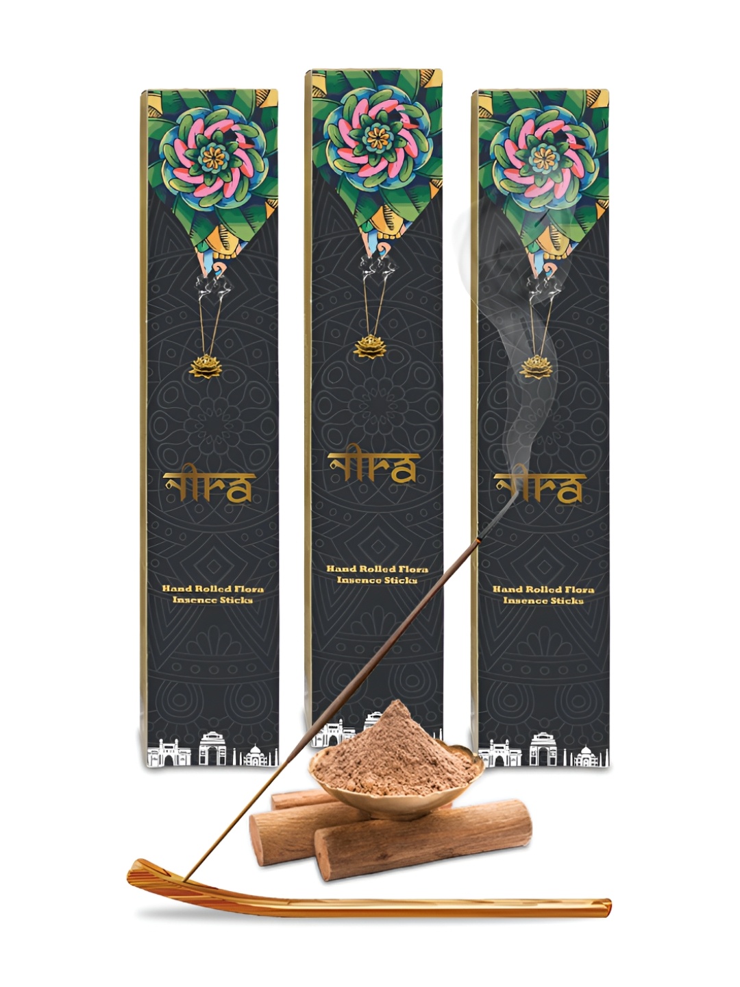 

Nira Fragrances Brown 3 Pieces Pure Cow Dung Sandalwood Incense Sticks